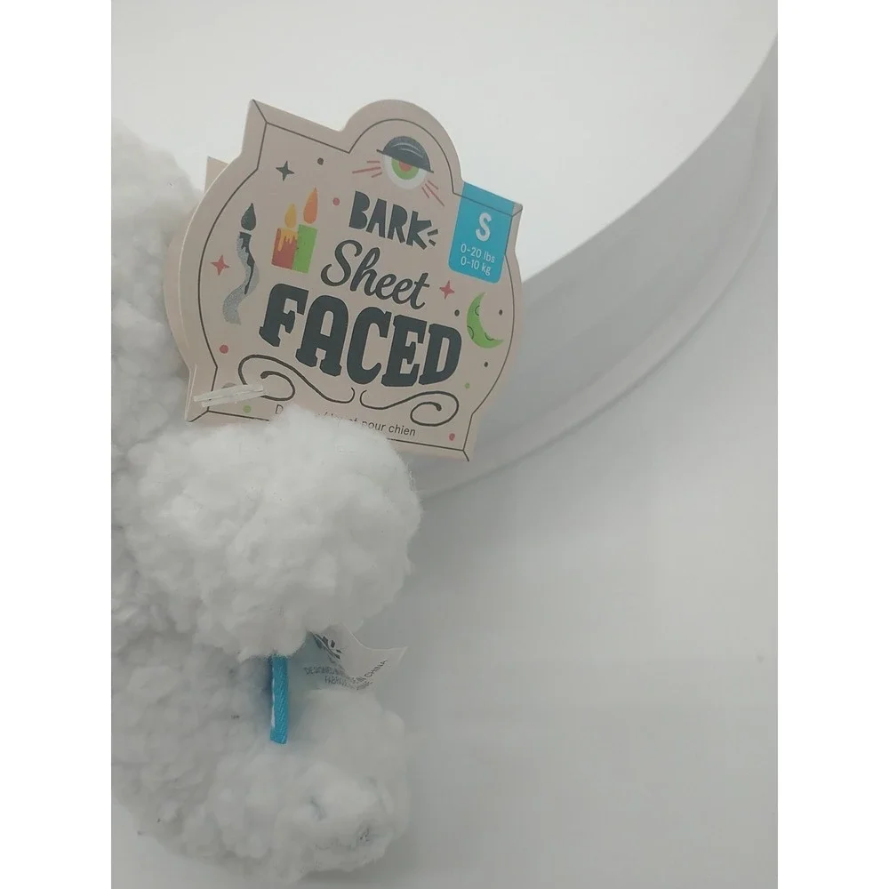 Bark BarkBox Sheet Faced Ghost Halloween Dog Toy Squeaker Crinkle Small NEW